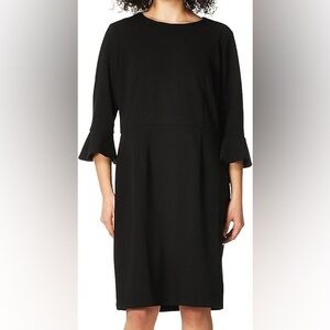 Donna Morgan Kendall Sheath Dress Black Long Sleeve Ruffle Cuff Size 10